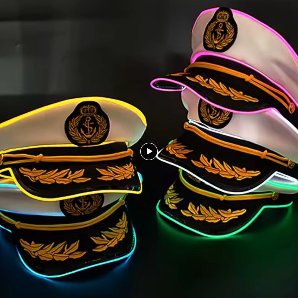 Nu Shuz Key West Nautical Neon LED Light Up Captain Hat